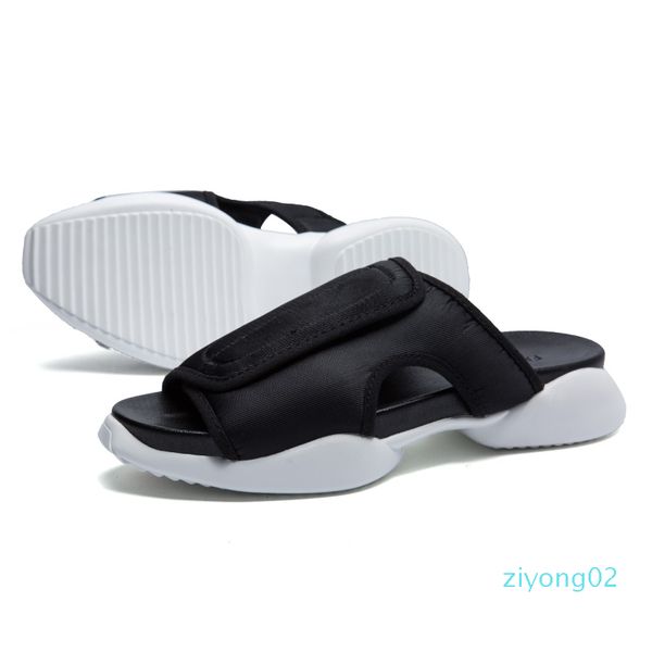 

wholesale-2016 fashin men personality street sandals slippers leather mat horseshoe sandalias hombre air cushion hoof heels sandal z02, Black