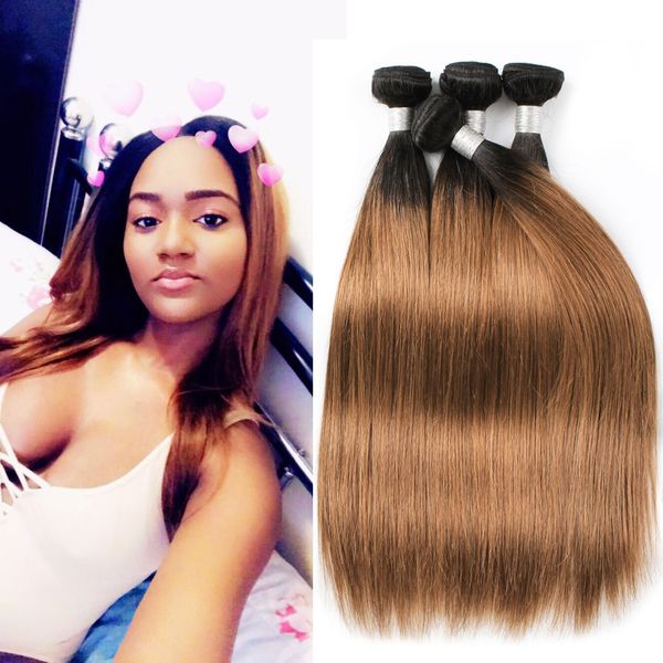 Kisshair 400g Colored Brazilian Hair Silky Straight T 1b 30 Auburn