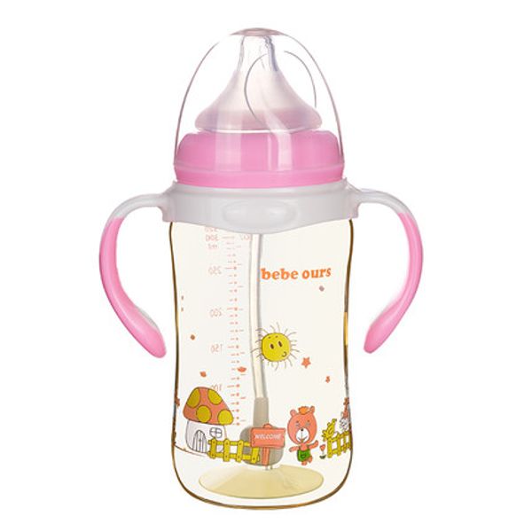 

4805 bottle baby products wide diameter baby genuine small size with straw handle anti-flatulence water plastic