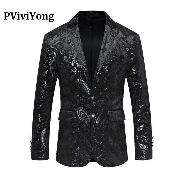 

pviviyong brand 2019 suits blazers personality suit jacket men for party slim fit men's suit 224, White;black