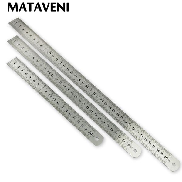 

stainless steel metal ruler 15/20/30/40cm metric rule precision double sided measuring tool sewing tool accessory, Black