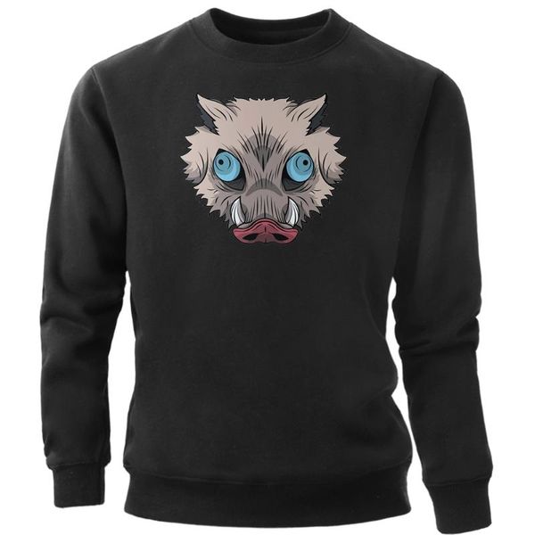 

hashibira inosuke demon slayer hoodies sweatshirts men kimetsu no yaiba pullover jumper hoody japan anime cartoon crewneck, Black