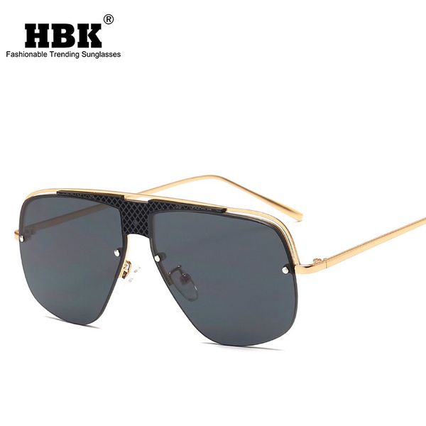 

hbk retro vintage pilot sunglasses 2019 women new fashion double bridge sun glasses chic metal frame eyewear men uv400, White;black