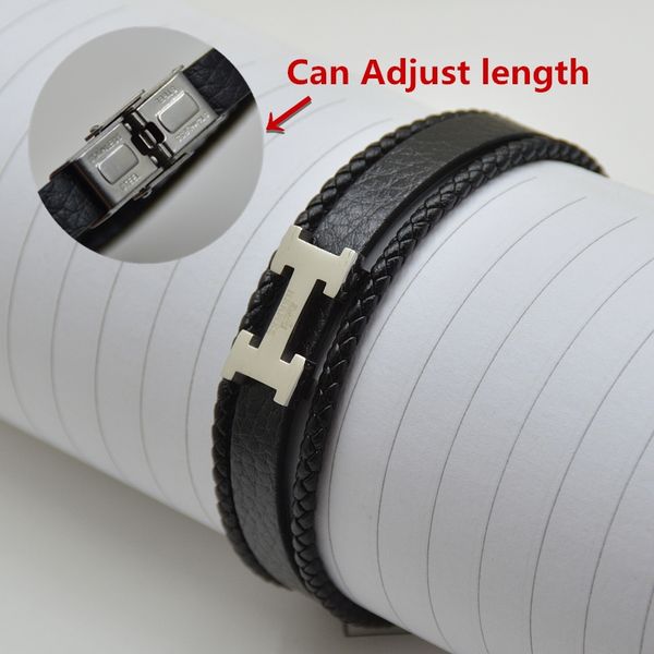 

новое поступление роскошные черные тканые кожаные браслеты браслет с французским брендом мужские ювелирные изделия шарм браслеты мужская оде, Golden;silver