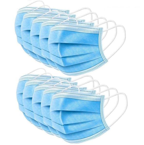 

blue face mouth masks 3 layer disposable face mask anti-fog haze pollen soft breathable mask 50 pcs/lot