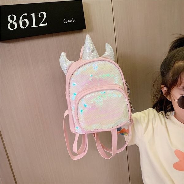 

children and girls schoolbag sequins unicorn color-changing sequins shoulder small book bag female 2020