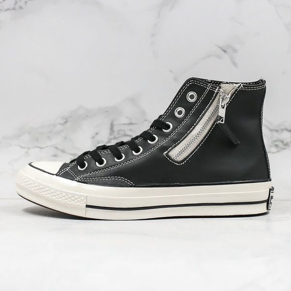 

2020 new leather zipper black white chuck 70 canvas shoes 1970s zipper casual high-sneakers cool functional wind size 35-44, White;red