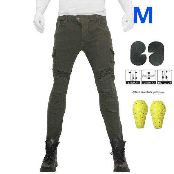 

motorcycle jeans denim biker army green moto trousers combat pants w/ pads 2019