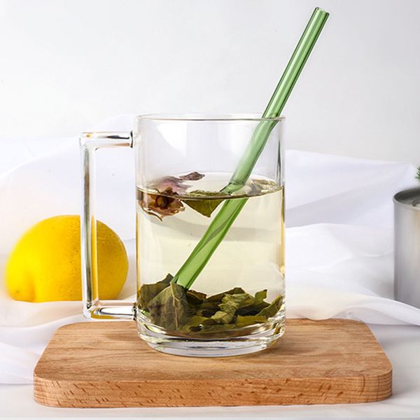 

creatively colored transparent glass straw high temperature resistant curved straw juice drink tube