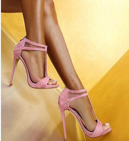 

designer shoes 2019 new fashion sandals peep toes rhinestone gladiator zapatos spike high heels sandals women shoes sandalias ladies shoes, Black