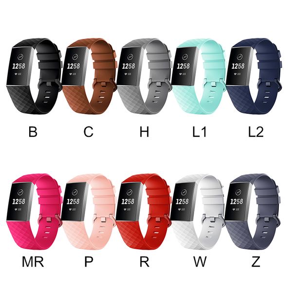 

pure color silicone replacement smart watch accessories bracelet strap for charge 3 band wristband belt fit bit band, Black;brown