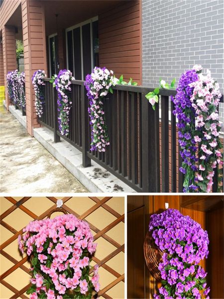 

violet artificial flower decor simulation wedding wall hanging basket flower vine orchid silk flower rattan outdoor corridor diy