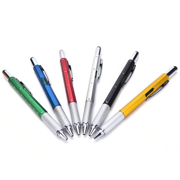 6-in-1-Multifunktions-Touchscreen-Stylus-Stift, Kugelschreiber, tragbarer Kugelschreiber mit Lineal und Schraubendreher