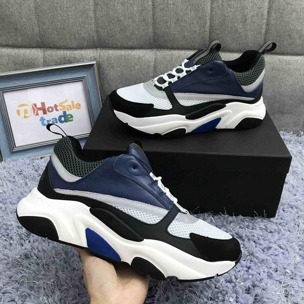 

2020 newstyle 3d designers dark navy calfskin sneaker men women b22 low cut casual shoes flat canvas sneaker retro patchwork luxury shoe lts, Black