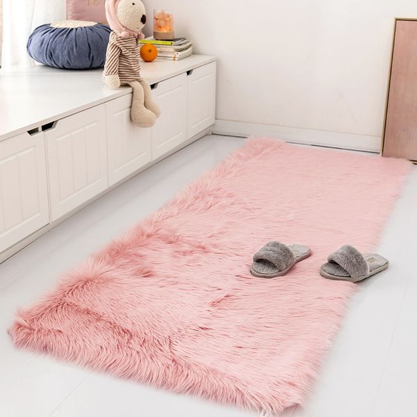 

nordic red ins plush household non-slip carpet bedroom full of rectangular bed tatami crawling mat
