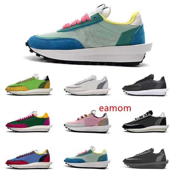 

2020 кроссовки sacai ld waffle мужчины женщины ldv тройной черный белый серый нейлон сосна зеленый gusto varsity синий тренер спортивные кро, Black