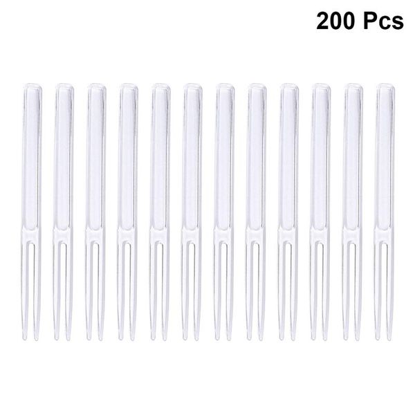 

200pcs fruit picks two tooth disposable plastic party supplies dessert picks cake forks for wedding festival accessories