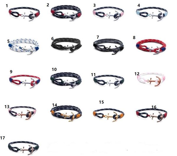 

tom hope bracelet for men and women designer handmade triple thread rope bracelet stainless steel 17 colors anchor charms bracelet gift c379, Golden;silver