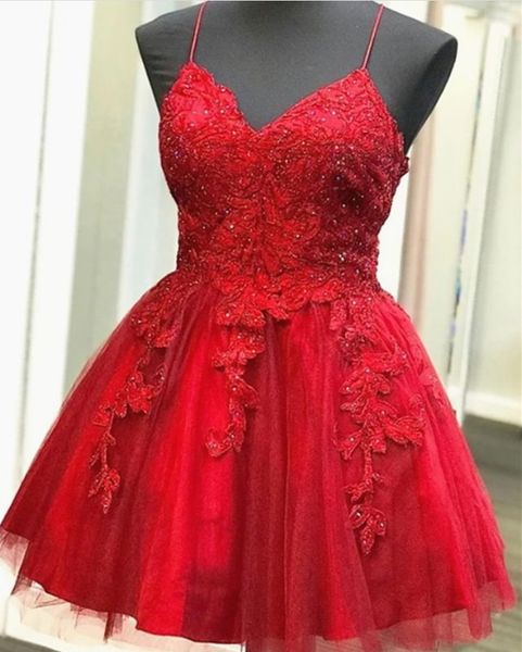 

a line spaghetti short prom dresses women lace cocktail dress mini evening party gowns soft tulle beaded sequins homecoming dresses, Black