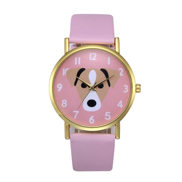 

cartton dog watch children's watch fashion girls ladies wrist leather band analog alloy quartz wrist clock #es, Slivery;brown