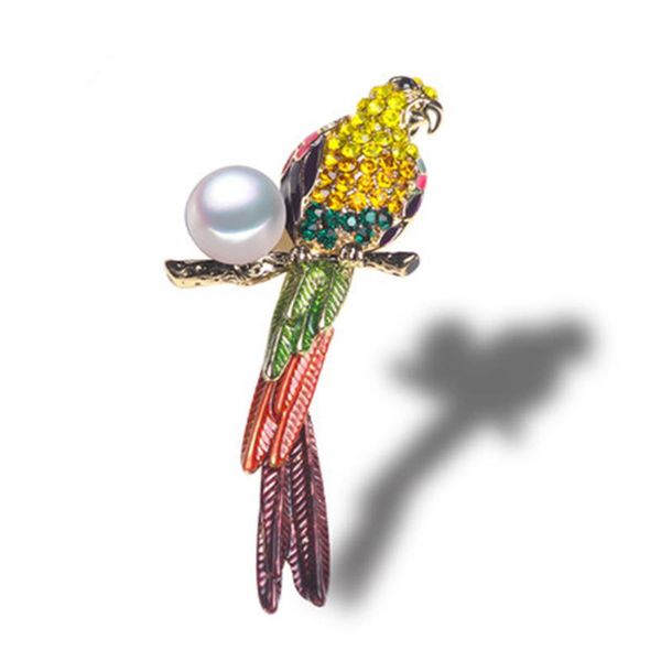 

bird natural pearl brooch natural stone brooches & pins women dual purpose pendant send chain jewelry[xz1006-1]y1882903, Gray