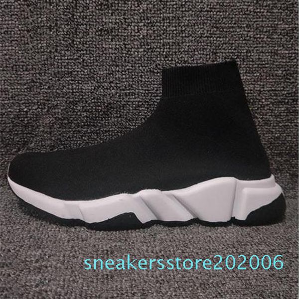 

new paris speed trainers knit sock shoe original luxury designer mens womens sneakers high casual shoes s6, Black