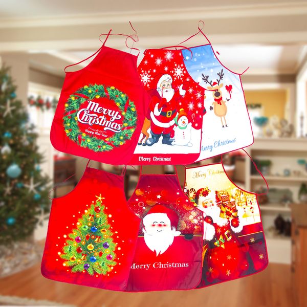 

christmas apron printing christmas tree deer snowman aprons big pocket fabric kitchen baking cooking bib xmas party ornaments