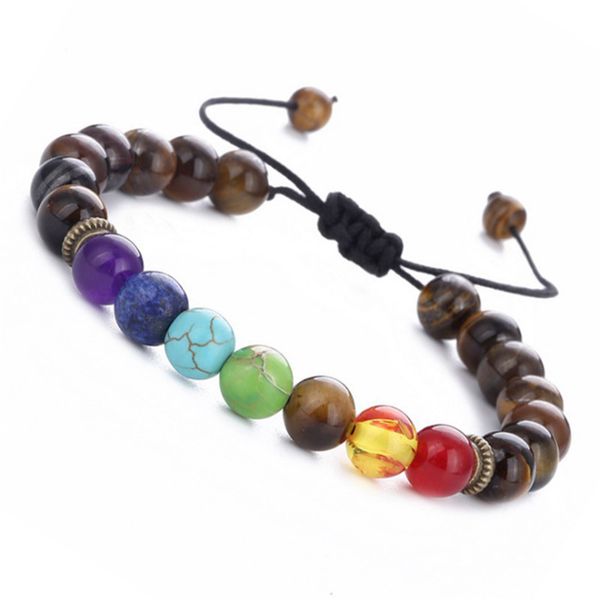 

2019 new natural stone tiger eye adjustable braided yoga bracelet beaded bracelet, Black