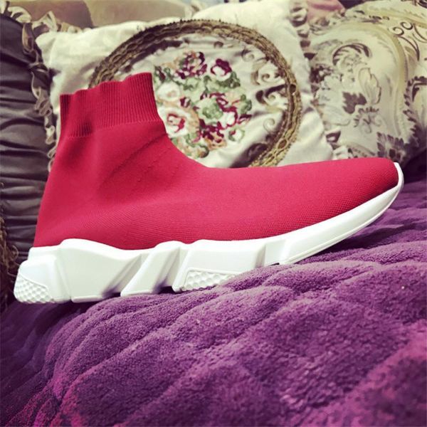

2018 luxury sock shoes speed knitted trainers casual sneakers speed trainer sock race fashion black shoes men women sports shoes all red d09