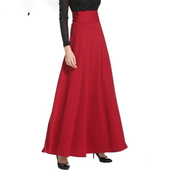 

designer black skirts 2019 winter women floor length long skirts plus size 5xl black high waist maxi skater skirts jupe longue ms1809