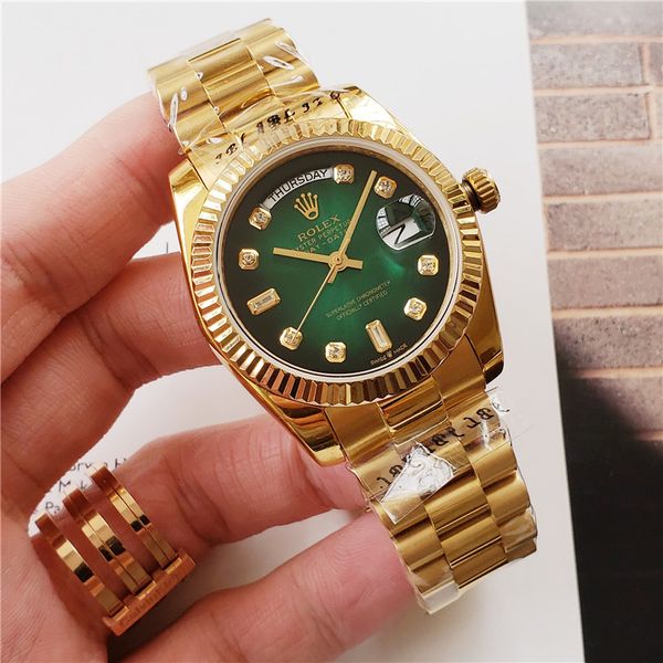 

luxury designer women men's watches 2813 automatic18k gold rhinestones date is in military business men mens watches wristwatch, Slivery;brown