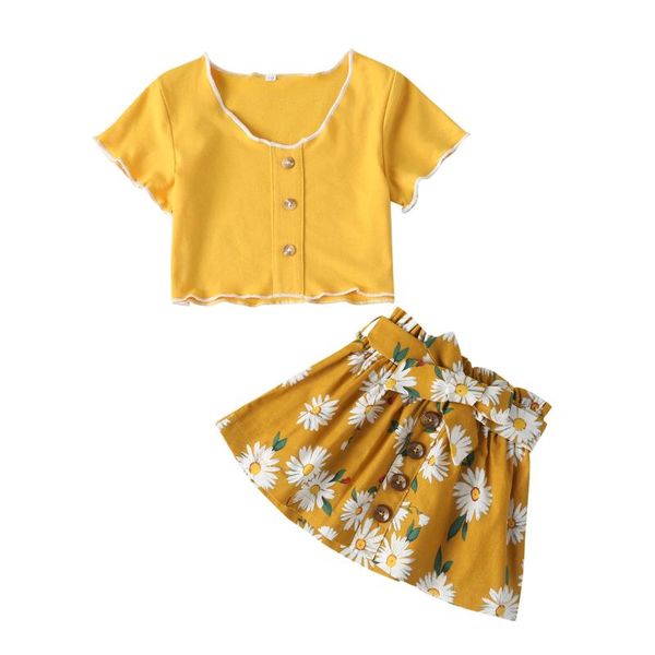

2pcs toddler kids baby girl clothes set t shirt mini skirts outfit party set, White