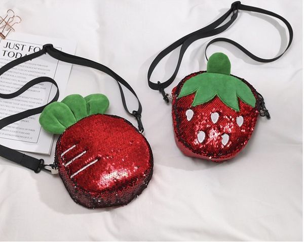 

cute children sequin mini bags fashion strawberry carrots kids mini single-shoulder bag children messenger bags purse y1460, Black