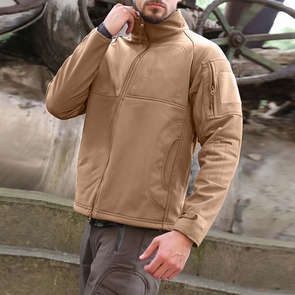 

2019 новая осень mens softshell походные куртки мужской открытый кемпинга trekking поднимаясь coat для водонепроницаемых # g8, Tan;black