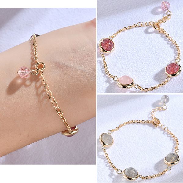 

crystal women's flower transfer jewelry charm bracelet students honey natural bracelets, Golden;silver