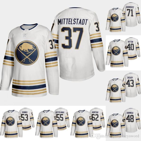 

Buffalo Sabres Gold 50th Season Casey Mittelstadt Jersey Conor Sheary Matt Hunwick Jeff Skinner Rasmus Ristolainen Brandon Montour Jerseys