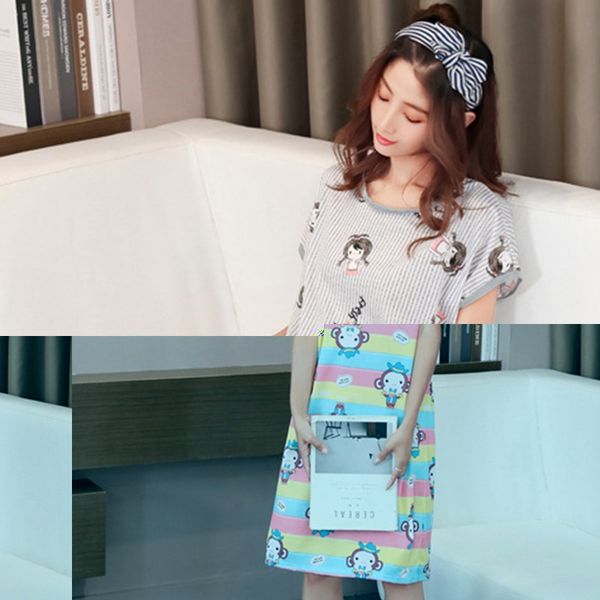 

women milk silk pajamas ladies sweet casual wear cute nightdress summer home service casual pajamas, Blue;gray