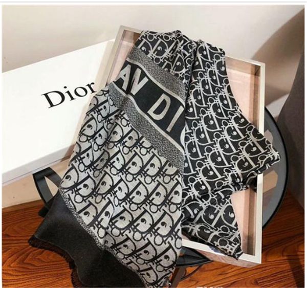 

the latest autumn winter silk wool scarf shawl letter classic casual comfortable shawl may be wholesale, Blue;gray