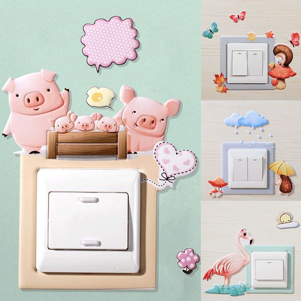 

animal home decoration room decoration cartoon 1pc flamingo 3d silicone wall stickers luminous switch stickers popular
