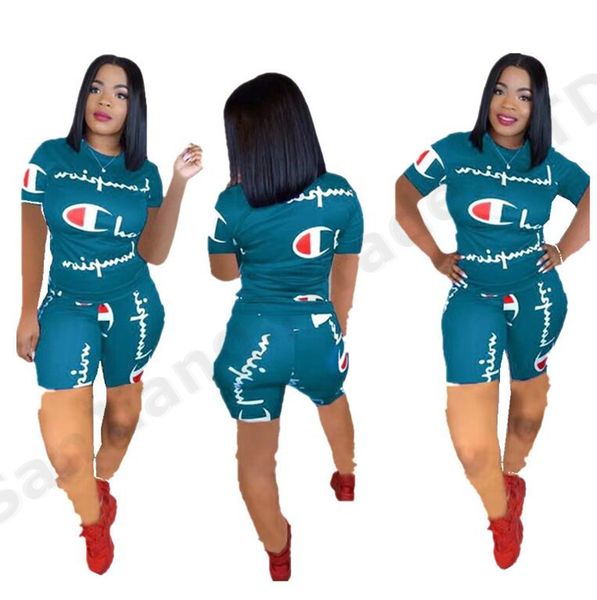 

Women champion letter ummer hort uit hort leeve t hirt tee hort pant two piece et track uit jogger gym outfit a3162