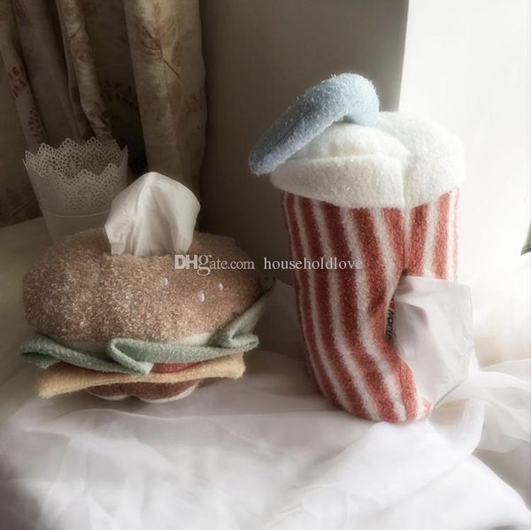 

designer cola burger short-staple tissue set cute creative tray paper towel paper set polar bear plush tissue box room car table decoration