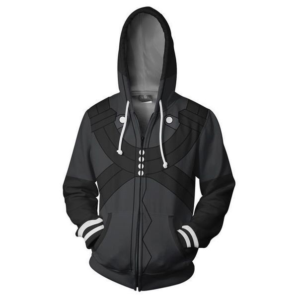 

2019 latest design tokyo species ghoul mask hoodie cosplay anime 3d hoodie, Black