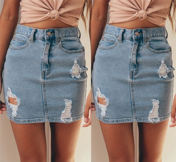 

denim skirt women skirts fashion high women denim new waisted skirt pencil ripped frayed mini skirt jeans street wear, Black