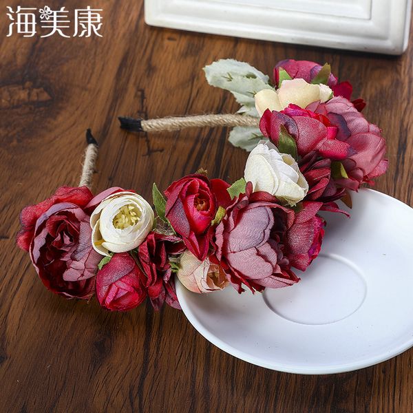 

haimeikang colorful flower headband fabric princess headdresses girls bride headband women beach wedding hair accessories