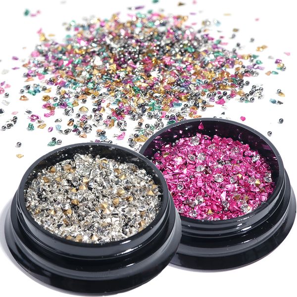 

10 colors nail art rhinestones micro zircon steel beads pixie crystal diamonds mixed design nail jewelry decorations stone tr762, Silver;gold