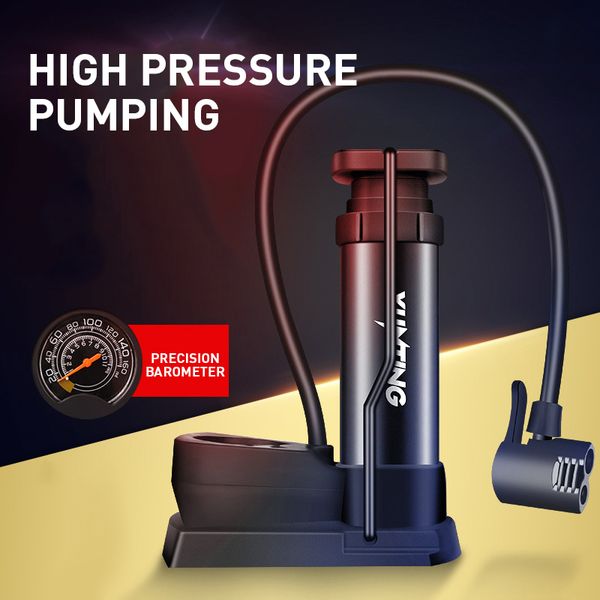 

bicycle pump aluminum alloy mini portable folding foot american air nozzle french air nozzle multi-function bicycle pump