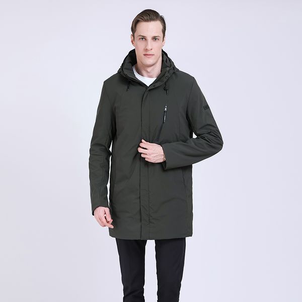 

2019 men spring long coat trench coat parka homme windbreaker casual padded jacket hooded mens windproof trench homme outwear, Black