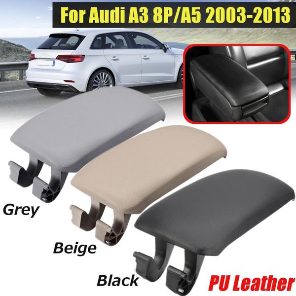 

pu leather center console arm rest storage box lid cover armrest latch cover car pad for a3 8p a5 2003-2012 8p0864245p