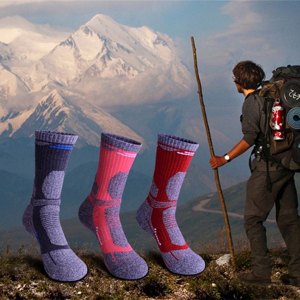 

2pairs/lot winter thermal walking socks thicker men women outdoor hiking skiing sock sport thermosocks for cycling mountaineer, Black