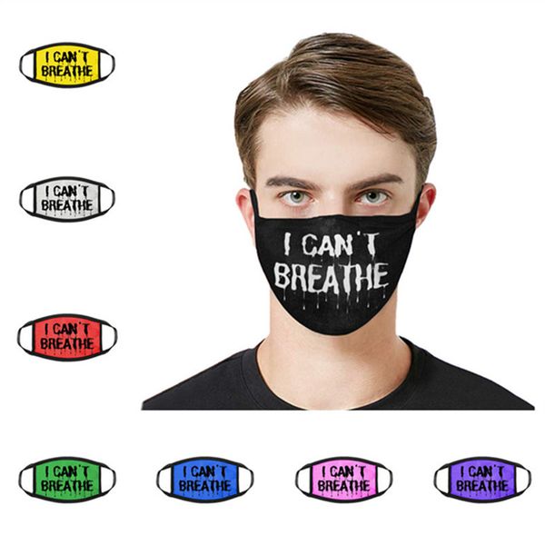 

fashion designer face mask i cant breathe letter print masks women men dust-proof face mask washable breathable protective masks 8 colors, Blue